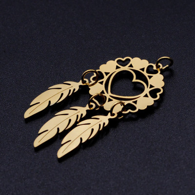 Dream catcher pendant WITH HEART surgical steel two color variants