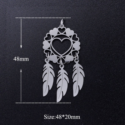 Dream catcher pendant WITH HEART surgical steel two color variants