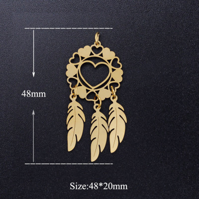 Dream catcher pendant WITH HEART surgical steel two color variants