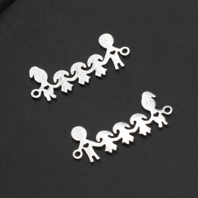 Connector happy family of 3 children three little girls in two color variants of surgical steel