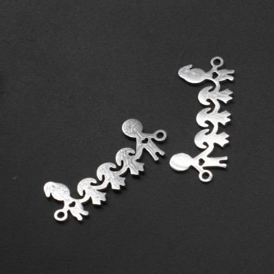 Connector happy family of 3 children three little girls in two color variants of surgical steel