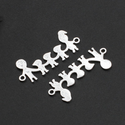 Connector happy family of 3 children three baby boys in two color variants of surgical steel