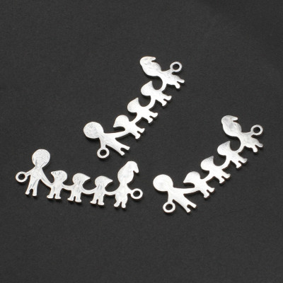 Connector happy family of 3 children three baby boys in two color variants of surgical steel