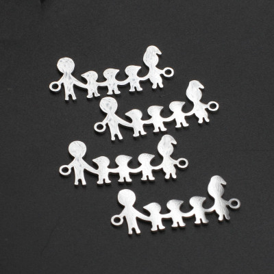 Connector happy family of 3 children three baby boys in two color variants of surgical steel