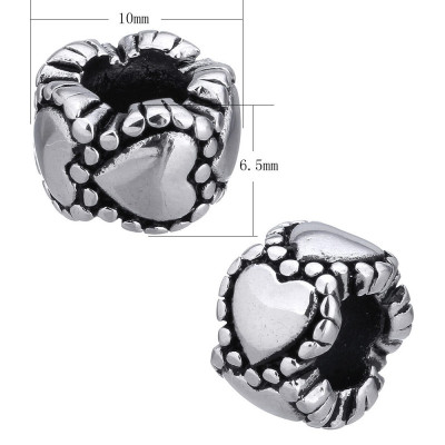 Large bead decorated with surgical steel hearts