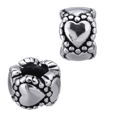 Large bead decorated with surgical steel hearts