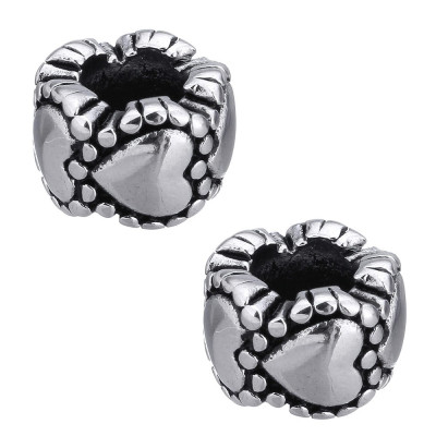 Large bead decorated with surgical steel hearts