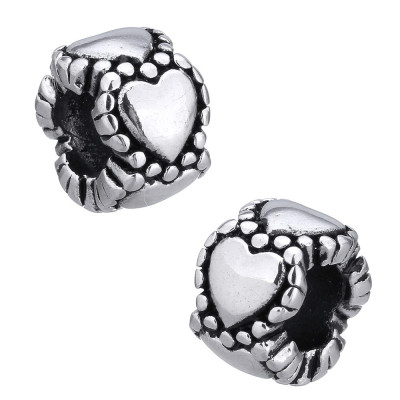 Large bead decorated with surgical steel hearts