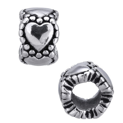 Large bead decorated with surgical steel hearts