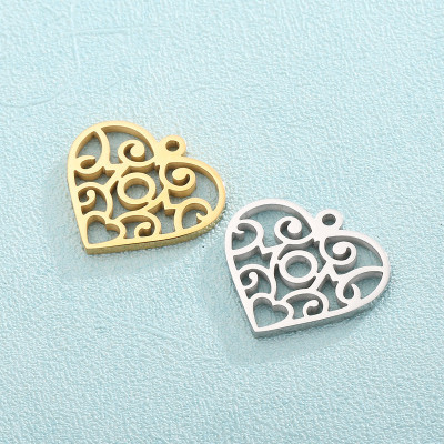 Heart pendant with ornaments, two color combinations, surgical steel