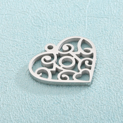 Heart pendant with ornaments, two color combinations, surgical steel