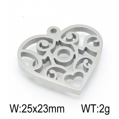 Heart pendant with ornaments, two color combinations, surgical steel