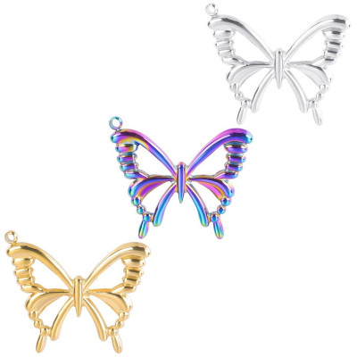 Butterfly pendant three-color galvanization surgical steel