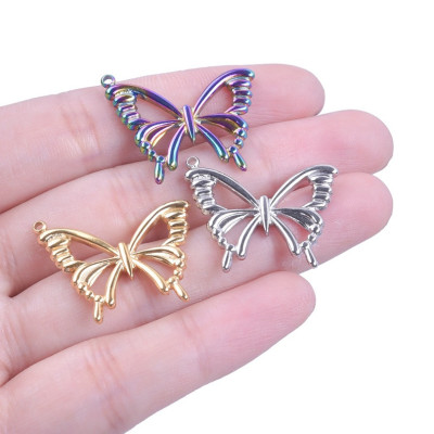 Butterfly pendant three-color galvanization surgical steel