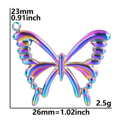 Butterfly pendant three-color galvanization surgical steel