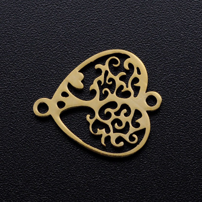 Connector heart with tree of life two color variants surgical steel