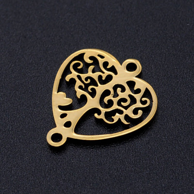 Connector heart with tree of life two color variants surgical steel
