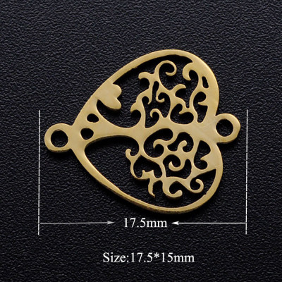 Connector heart with tree of life two color variants surgical steel