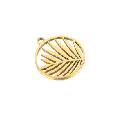 Pendant wheel with palm leaf surgical steel