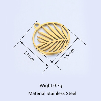 Pendant wheel with palm leaf surgical steel