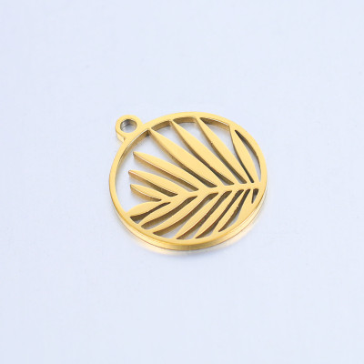 Pendant wheel with palm leaf surgical steel