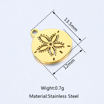 Pendant wheel with a flower, surgical steel, two color variants