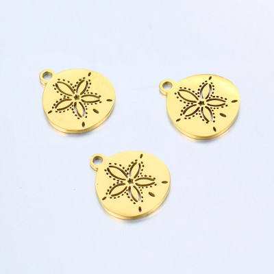 Pendant wheel with a flower, surgical steel, two color variants