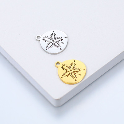 Pendant wheel with a flower, surgical steel, two color variants