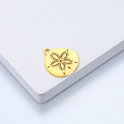 Pendant wheel with a flower, surgical steel, two color variants