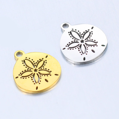 Pendant wheel with a flower, surgical steel, two color variants