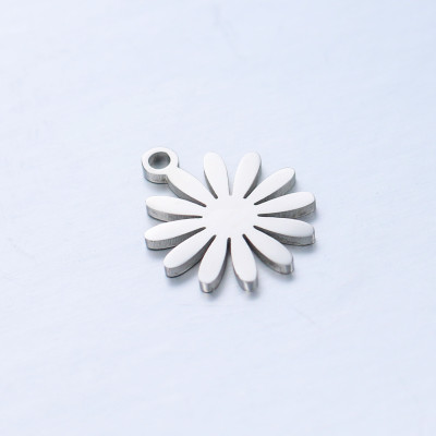 Surgical steel flower pendant, two color options