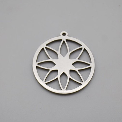 Pendant wheel with flower surgical steel