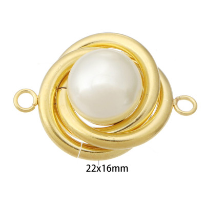 Spiral connector with artificial pearl, three color options, surgical steel