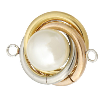 Spiral connector with artificial pearl, three color options, surgical steel