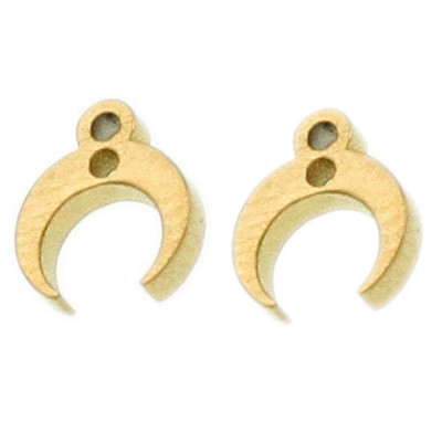 Crescent moon pendant with eye, surgical steel, two color options