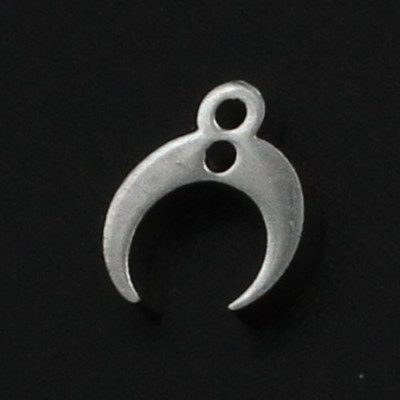 Crescent moon pendant with eye, surgical steel, two color options