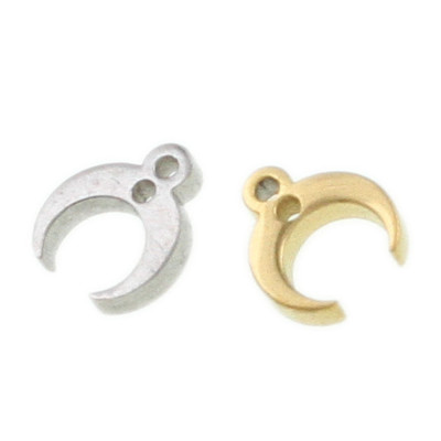 Crescent moon pendant with eye, surgical steel, two color options