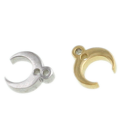 Crescent moon pendant with eye, surgical steel, two color options