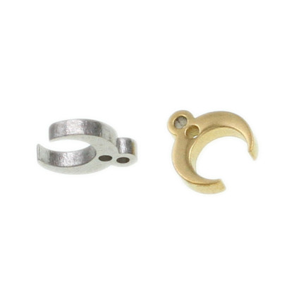 Crescent moon pendant with eye, surgical steel, two color options