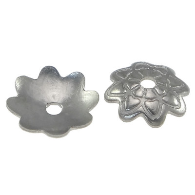 Bead cap flower, 100pcs, surgical steel
