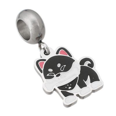 Eyelet with cat pendant, surgical steel