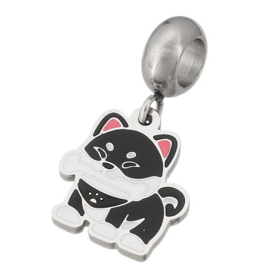 Eyelet with cat pendant, surgical steel