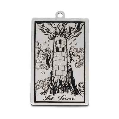 Tarot card pendant - surgical steel tower