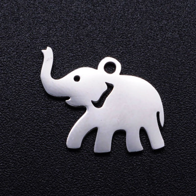Pendant elephant with trunk up surgical steel