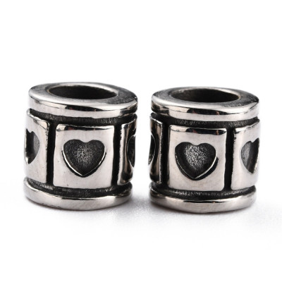 Surgical steel heart bead