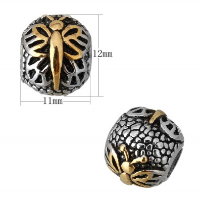 Surgical steel lace butterfly bead