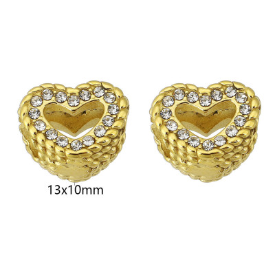 Heart bead with chatons, surgical steel, two color variants