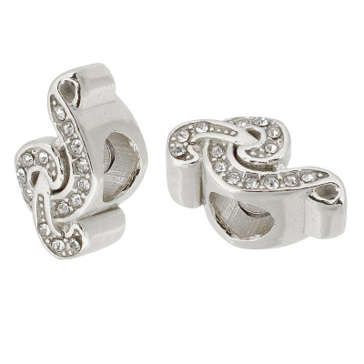 Treble clef bead with surgical steel latches, two color variants