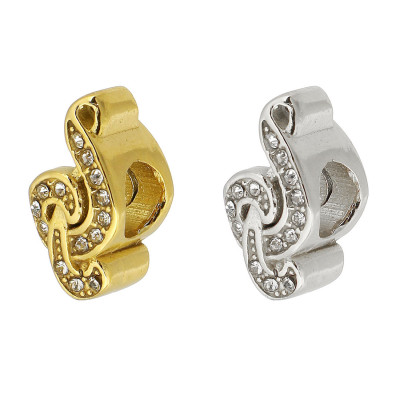 Treble clef bead with surgical steel latches, two color variants