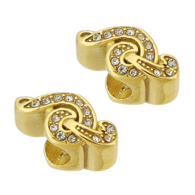 Treble clef bead with surgical steel latches, two color variants